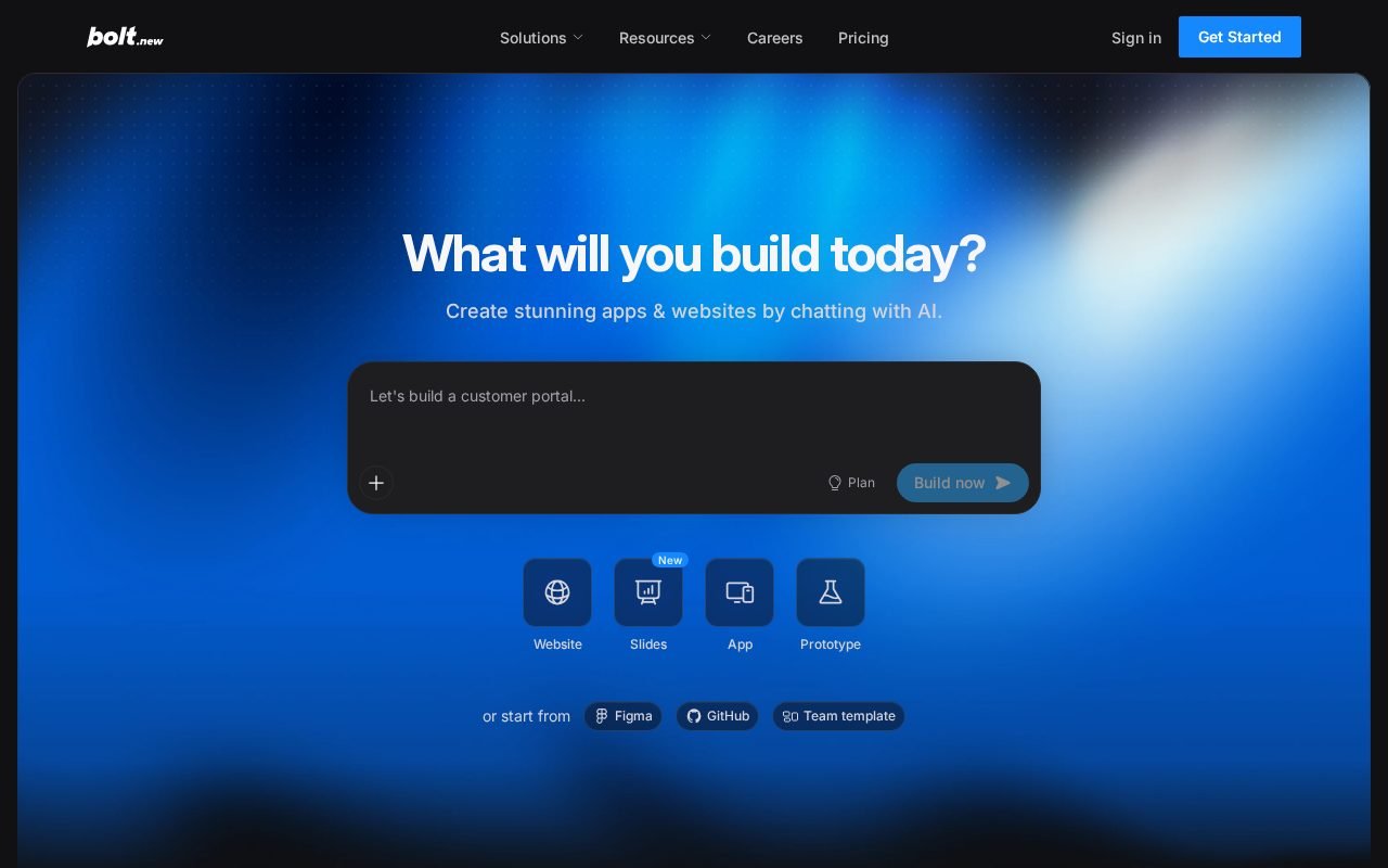 Bolt.new homepage screenshot