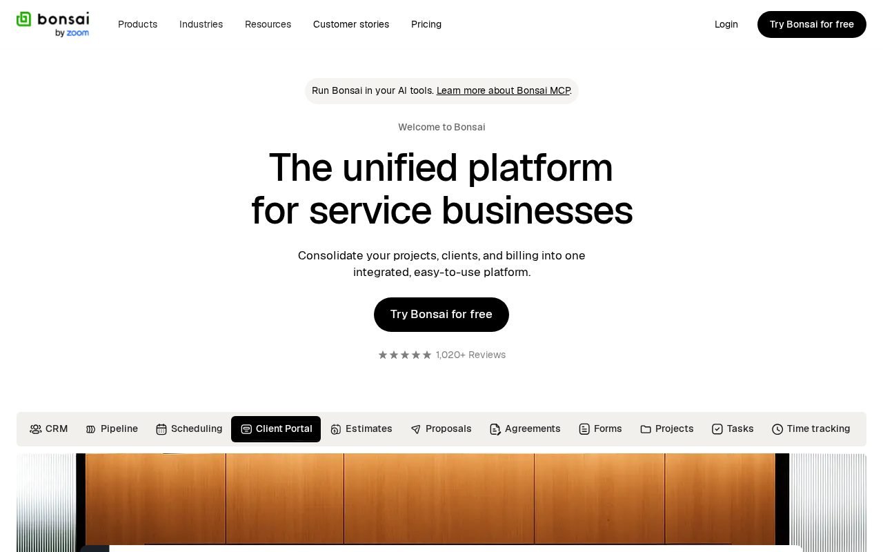 Bonsai invoicing page screenshot