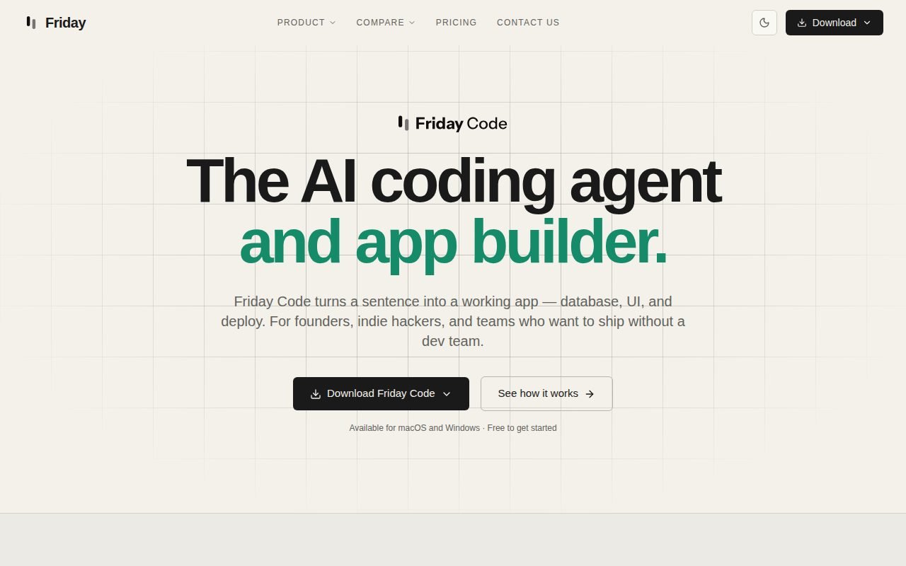 Friday Code homepage screenshot