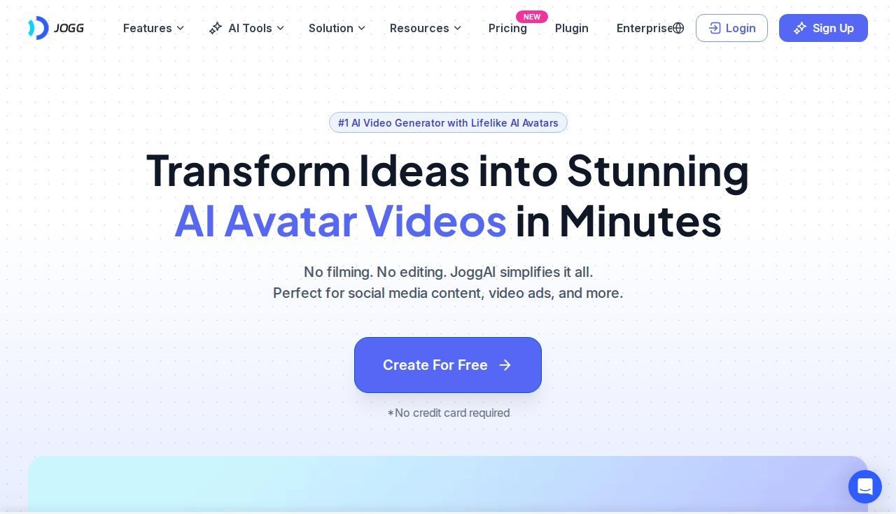 JoggAI homepage screenshot