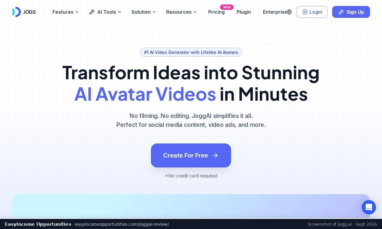 JoggAI homepage screenshot