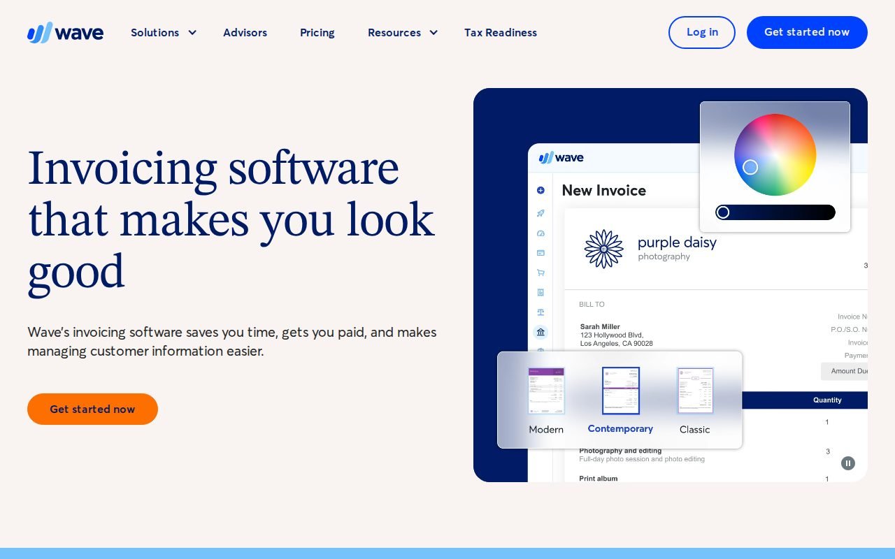 Wave invoicing page screenshot
